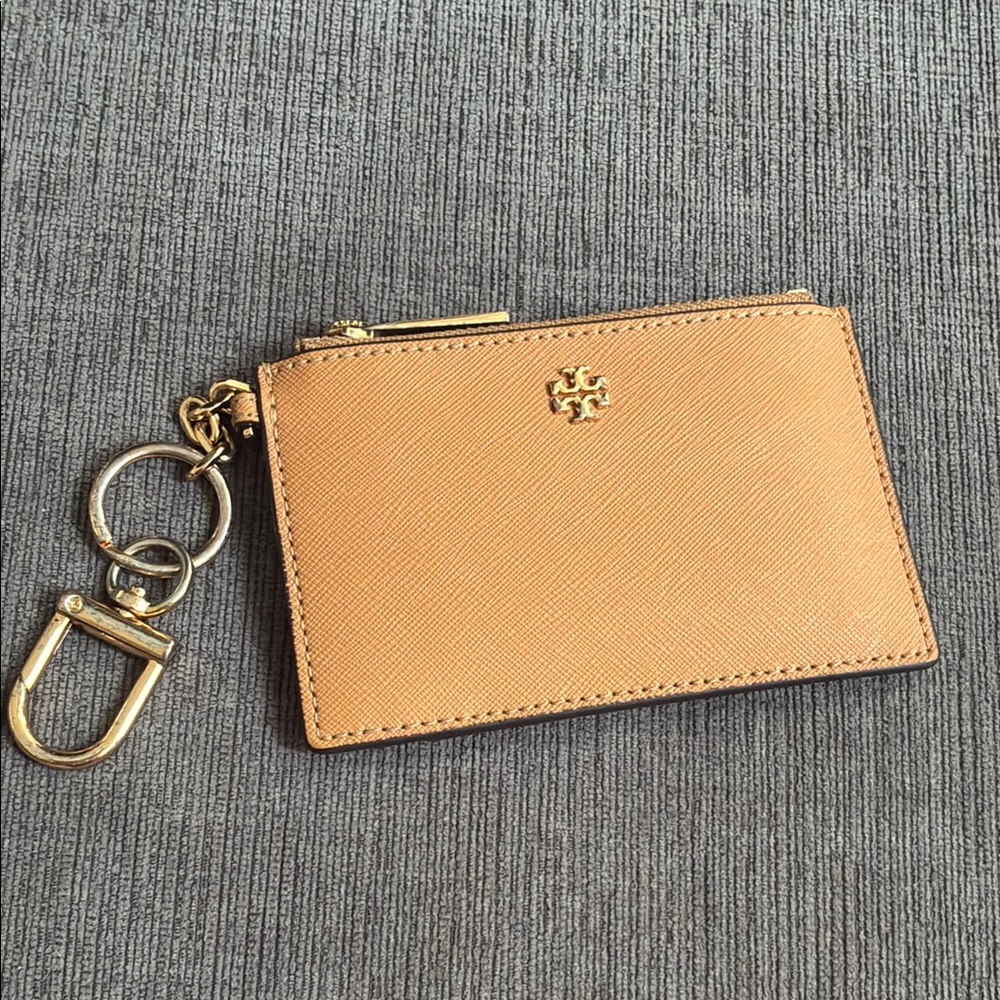 Tory Burch Tan Leather Key Card Holder